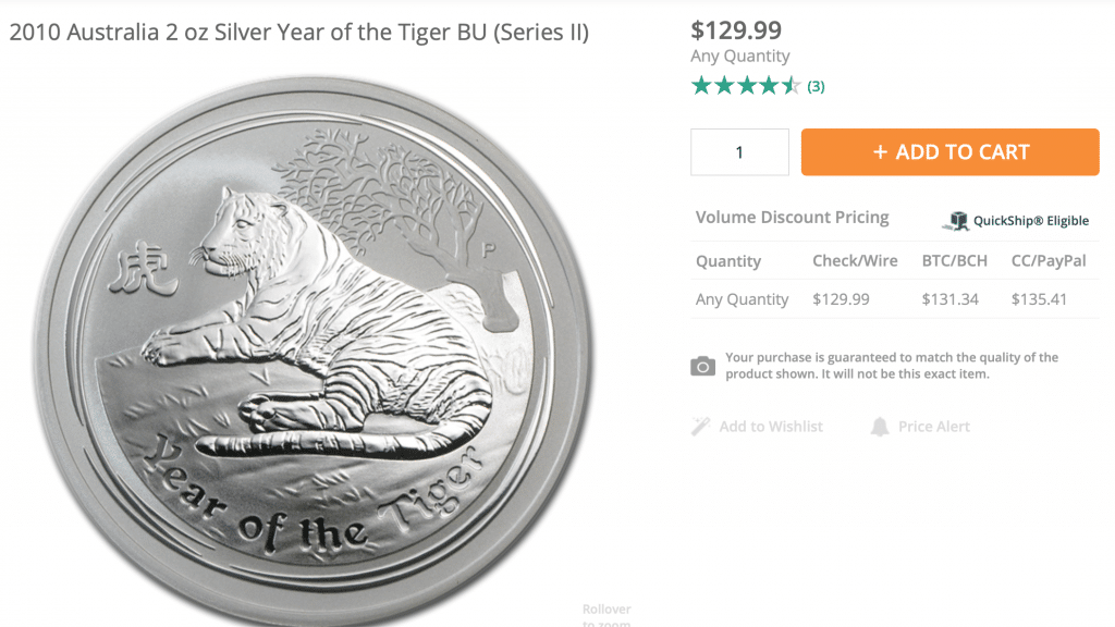 Tiger Silver coin